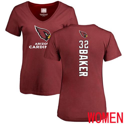 Arizona Cardinals Maroon Women Budda Baker Backer NFL Football #32 T Shirt